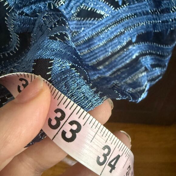 CHICO'S TRAVELERS Blue Whimsy Mesh Stripe Embroidered 3/4 Sleeve Jacket 4 26/28 - Picture 8 of 8